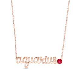 Lab-Created Ruby Zodiac Aquarius Necklace 10K Rose Gold 18"