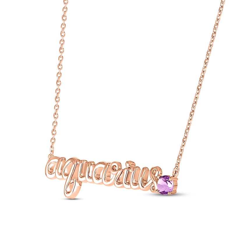 Main Image 2 of Amethyst Zodiac Aquarius Necklace 10K Rose Gold 18&quot;