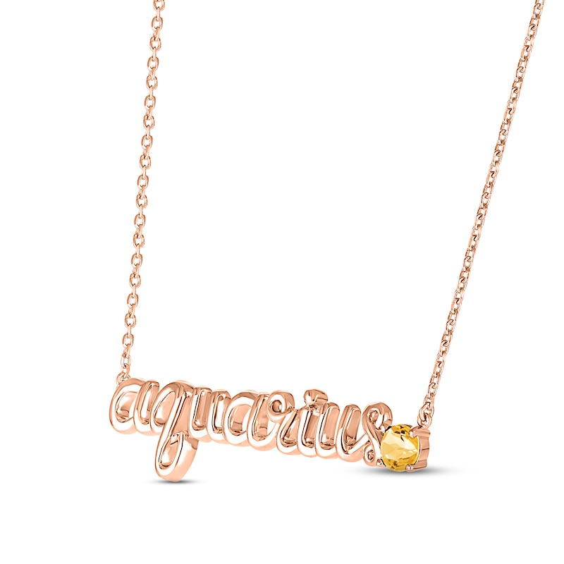 Main Image 2 of Citrine Zodiac Aquarius Necklace 10K Rose Gold 18&quot;