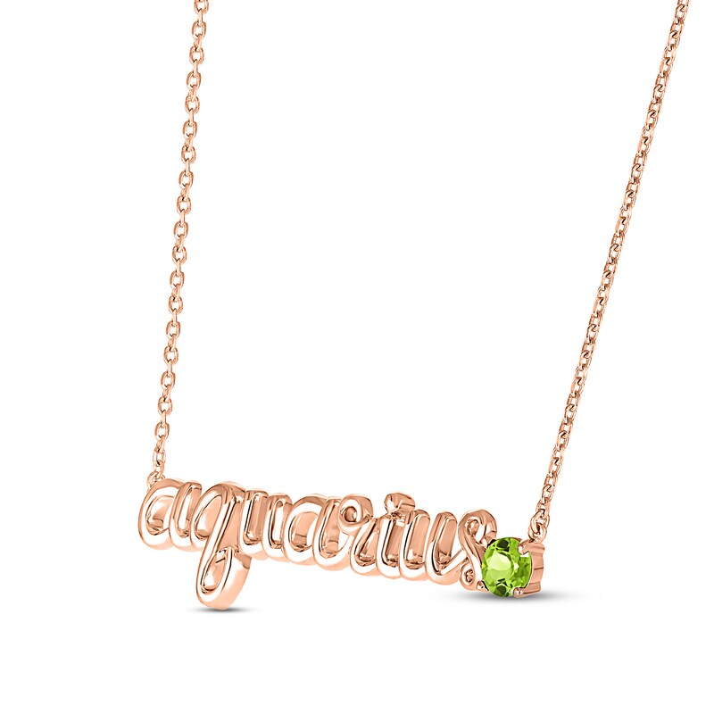 Main Image 2 of Peridot Zodiac Aquarius Necklace 10K Rose Gold 18&quot;