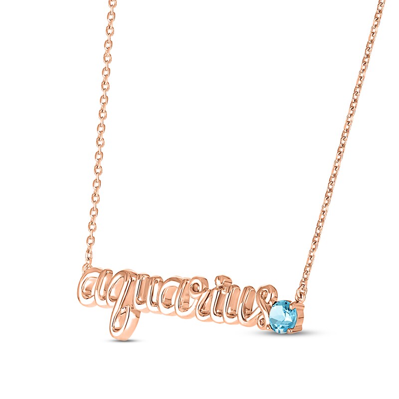 Main Image 2 of Swiss Blue Topaz Zodiac Aquarius Necklace 10K Rose Gold 18&quot;