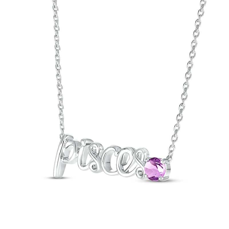 Main Image 2 of Amethyst Zodiac Pisces Necklace Sterling Silver 18&quot;