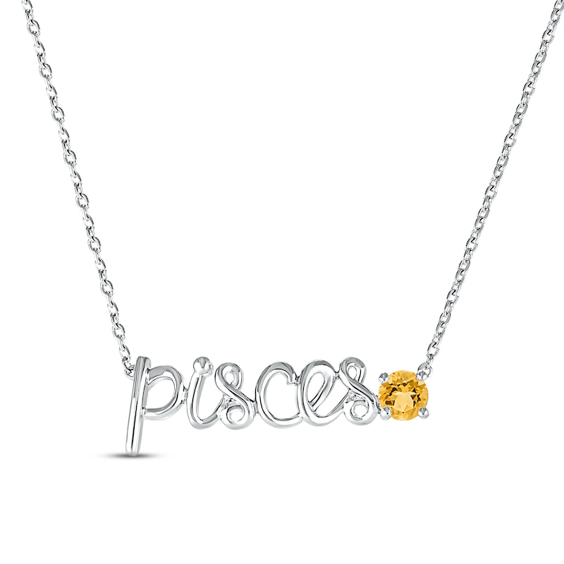 Main Image 1 of Citrine Zodiac Pisces Necklace Sterling Silver 18&quot;