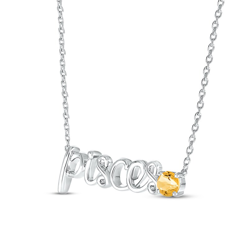 Citrine Zodiac Pisces Necklace Sterling Silver 18"