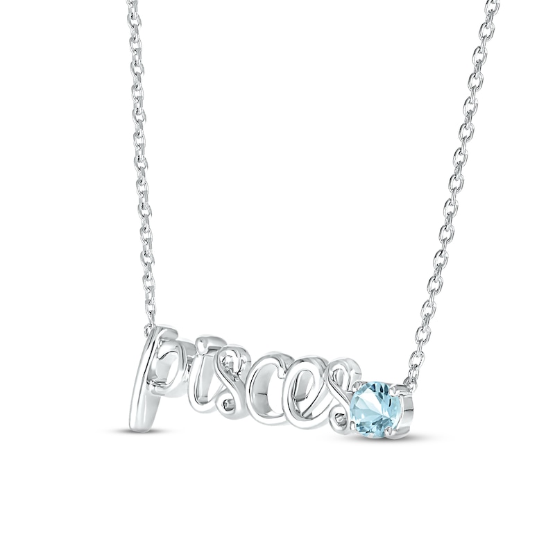 Main Image 2 of Aquamarine Zodiac Pisces Necklace Sterling Silver 18"