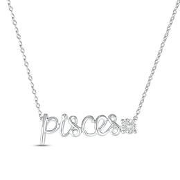 White Lab-Created Sapphire Zodiac Pisces Necklace 10K White Gold 18"