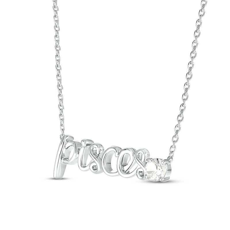Main Image 2 of White Lab-Created Sapphire Zodiac Pisces Necklace 10K White Gold 18&quot;