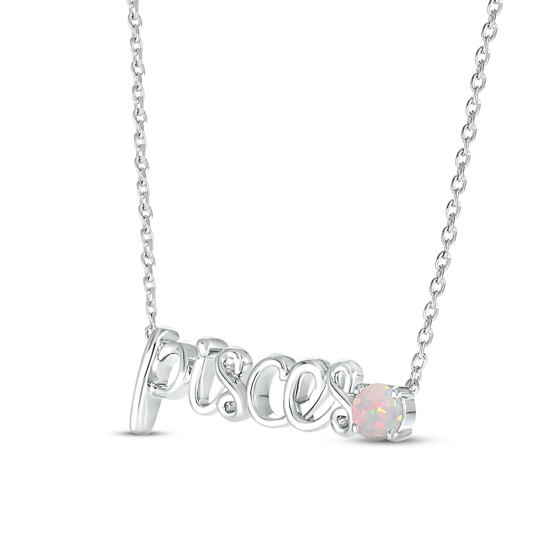Main Image 2 of Lab-Created Opal Zodiac Pisces Necklace 10K White Gold 18&quot;