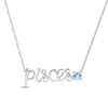 Aquamarine Zodiac Pisces Necklace 10K White Gold 18"