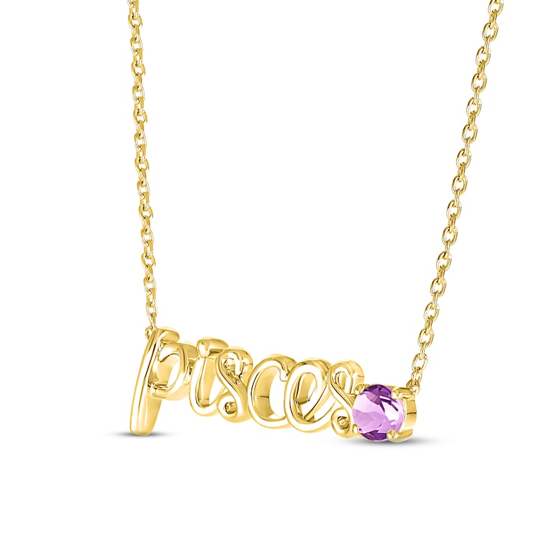 Main Image 2 of Amethyst Zodiac Pisces Necklace 10K Yellow Gold 18&quot;
