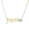 Swiss Blue Topaz Zodiac Pisces Necklace 10K Yellow Gold 18"