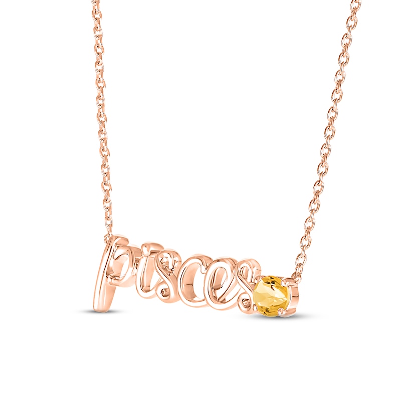 Main Image 2 of Citrine Zodiac Pisces Necklace 10K Rose Gold 18"