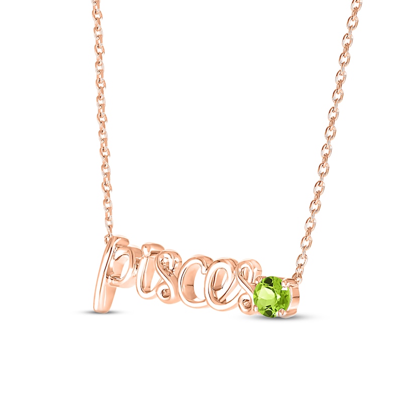 Main Image 2 of Peridot Zodiac Pisces Necklace 10K Rose Gold 18&quot;