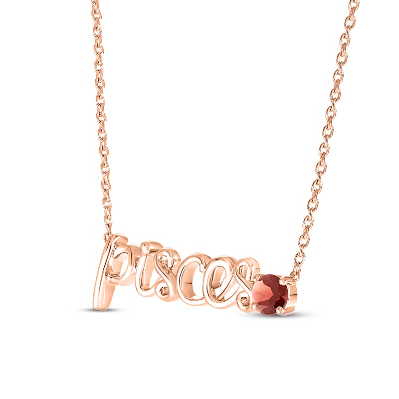 Main Image 2 of Garnet Zodiac Pisces Necklace 10K Rose Gold 18&quot;