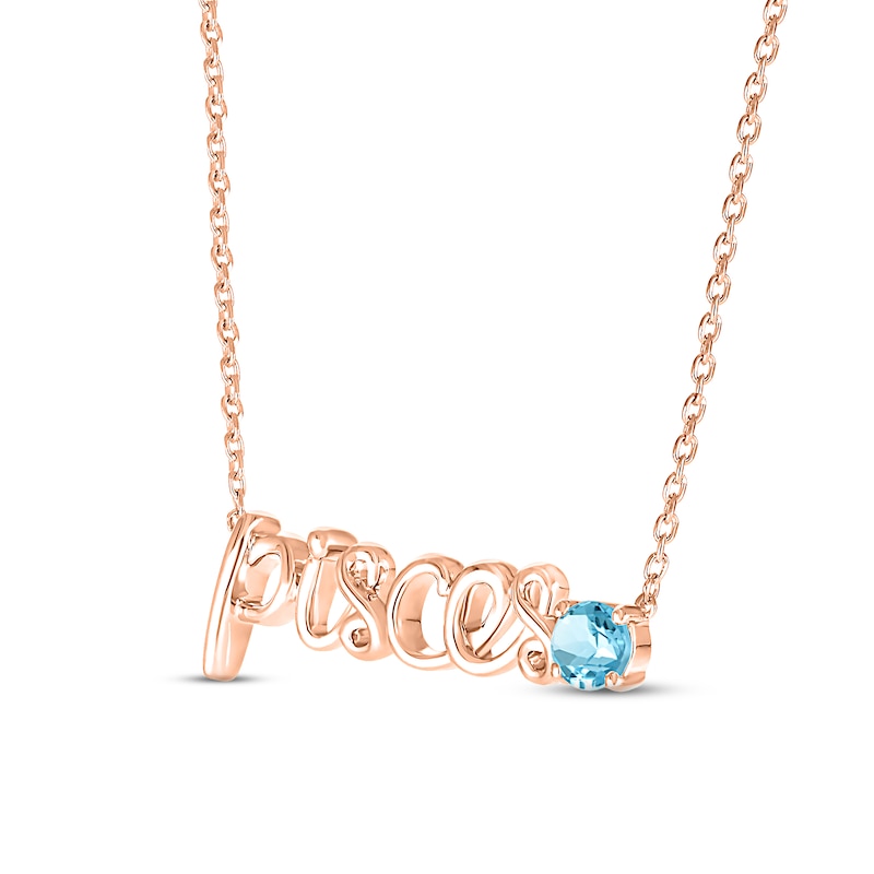 Main Image 2 of Swiss Blue Topaz Zodiac Pisces Necklace 10K Rose Gold 18&quot;
