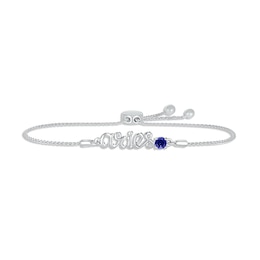 Blue Lab-Created Sapphire Zodiac Aries Bolo Bracelet Sterling Silver 9.5"