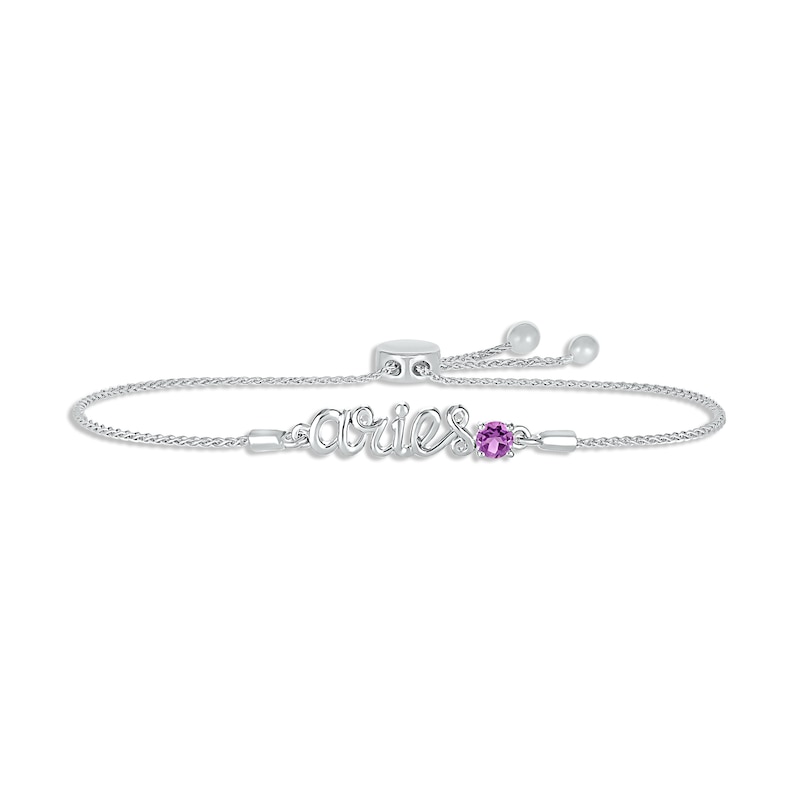 Main Image 1 of Amethyst Zodiac Aries Bolo Bracelet Sterling Silver 9.5"