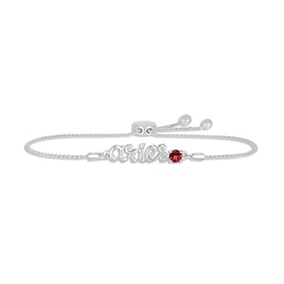 Garnet Zodiac Aries Bolo Bracelet Sterling Silver 9.5"