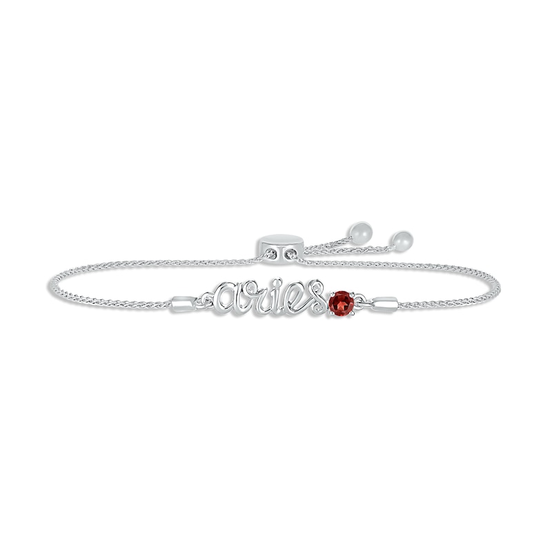 Main Image 1 of Garnet Zodiac Aries Bolo Bracelet Sterling Silver 9.5&quot;