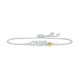 Citrine Zodiac Aries Bolo Bracelet 10K White Gold 9.5"