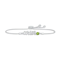 Peridot Zodiac Aries Bolo Bracelet 10K White Gold 9.5"