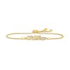Thumbnail Image 1 of White Lab-Created Sapphire Zodiac Aries Bolo Bracelet 10K Yellow Gold 9.5&quot;