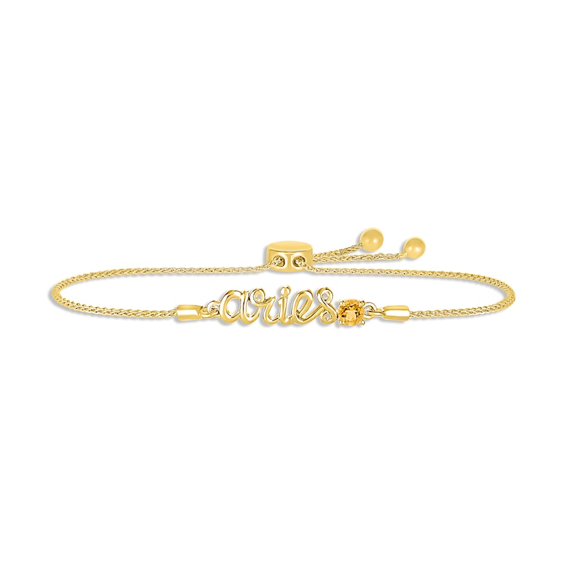 Main Image 1 of Citrine Zodiac Aries Bolo Bracelet 10K Yellow Gold 9.5&quot;