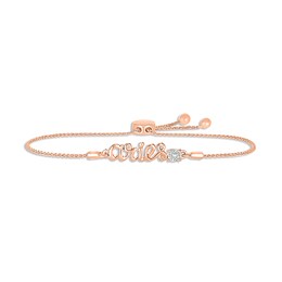 White Lab-Created Sapphire Zodiac Aries Bolo Bracelet 10K Rose Gold 9.5"