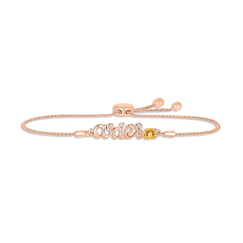 Main Image 1 of Citrine Zodiac Aries Bolo Bracelet 10K Rose Gold 9.5&quot;