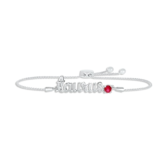 Lab-Created Ruby Zodiac Taurus Bolo Bracelet Sterling Silver 9.5"