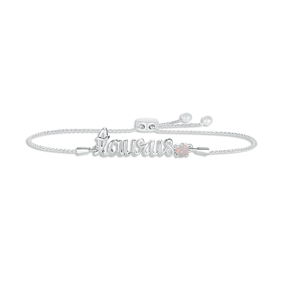 Lab-Created Opal Zodiac Taurus Bolo Bracelet Sterling Silver 9.5"