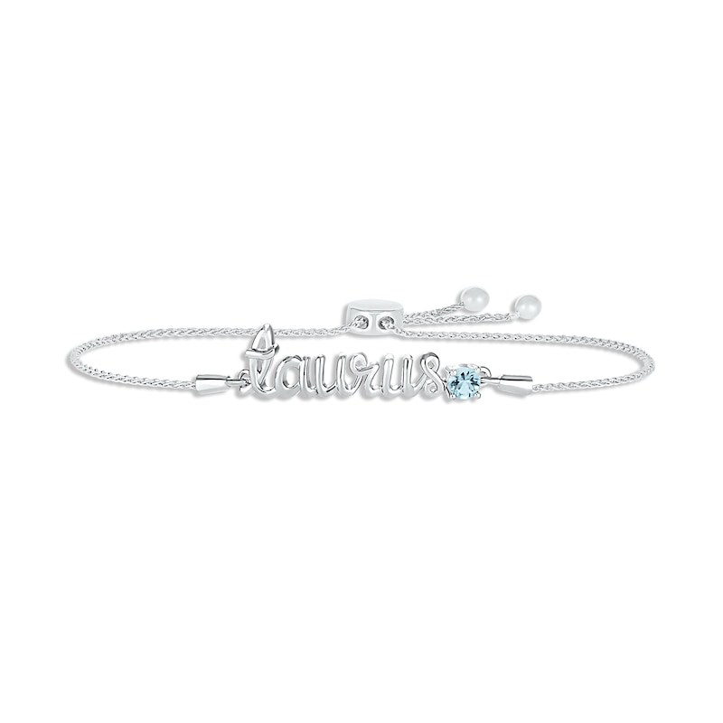 Aquamarine Zodiac Taurus Bolo Bracelet Sterling Silver 9.5"