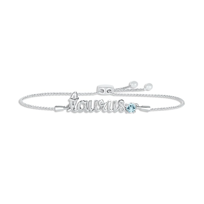 Main Image 1 of Aquamarine Zodiac Taurus Bolo Bracelet Sterling Silver 9.5"
