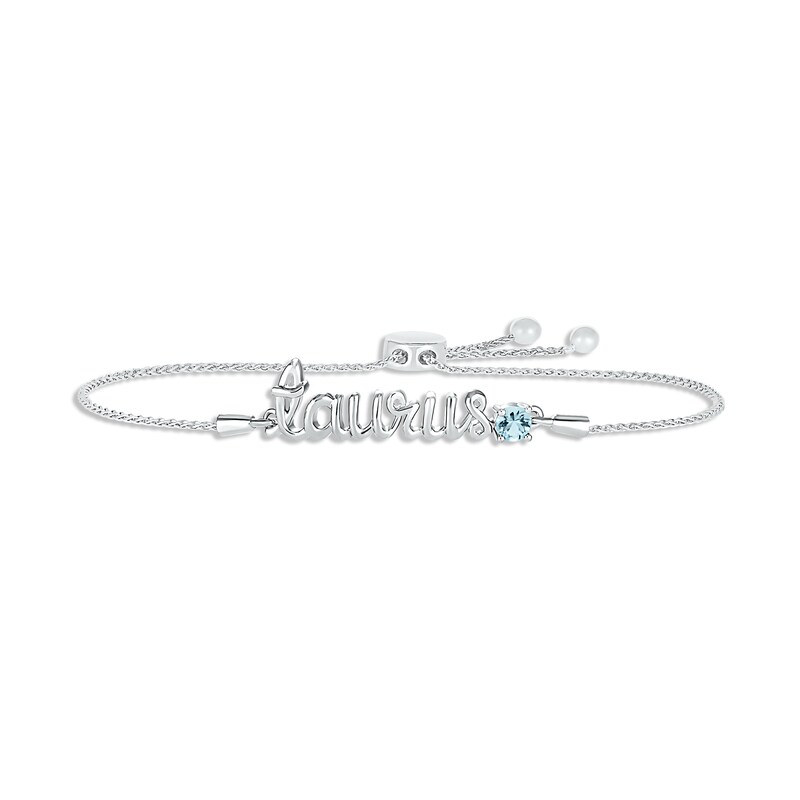 Aquamarine Zodiac Taurus Bolo Bracelet Sterling Silver 9.5"