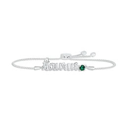 Lab-Created Emerald Zodiac Taurus Bolo Bracelet 10K White Gold 9.5"