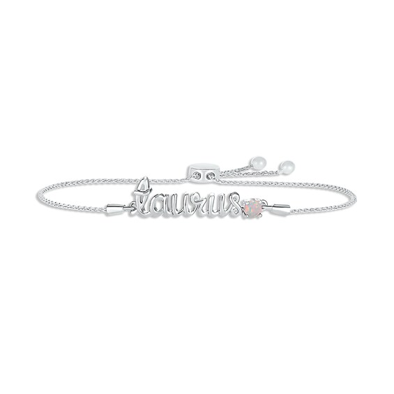 Lab-Created Opal Zodiac Taurus Bolo Bracelet 10K White Gold 9.5"