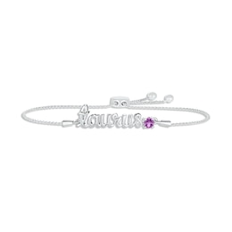 Amethyst Zodiac Taurus Bolo Bracelet 10K White Gold 9.5"