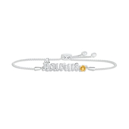 Citrine Zodiac Taurus Bolo Bracelet 10K White Gold 9.5"