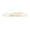 Thumbnail Image 1 of White Lab-Created Sapphire Zodiac Taurus Bolo Bracelet 10K Yellow Gold 9.5"