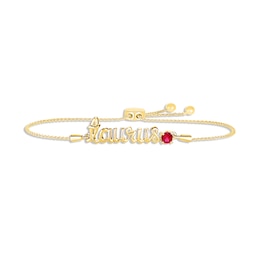 Lab-Created Ruby Zodiac Taurus Bolo Bracelet 10K Yellow Gold 9.5"