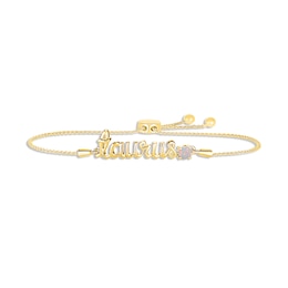 Lab-Created Opal Zodiac Taurus Bolo Bracelet 10K Yellow Gold 9.5"