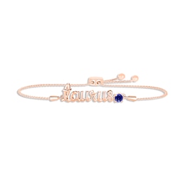 Blue Lab-Created Sapphire Zodiac Taurus Bolo Bracelet 10K Rose Gold 9.5"