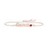 Thumbnail Image 1 of Lab-Created Ruby Zodiac Taurus Bolo Bracelet 10K Rose Gold 9.5&quot;
