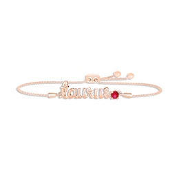 Lab-Created Ruby Zodiac Taurus Bolo Bracelet 10K Rose Gold 9.5"