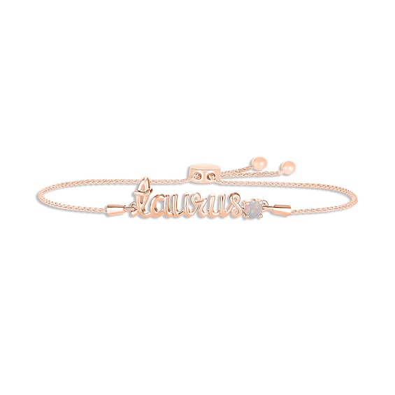 Lab-Created Opal Zodiac Taurus Bolo Bracelet 10K Rose Gold 9.5"
