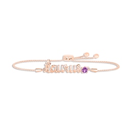 Amethyst Zodiac Taurus Bolo Bracelet 10K Rose Gold 9.5"