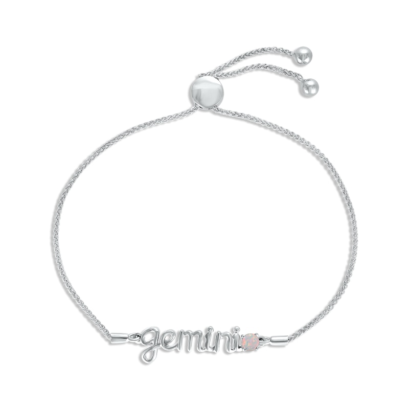 Lab-Created Opal Zodiac Gemini Bolo Bracelet Sterling Silver 9.5"