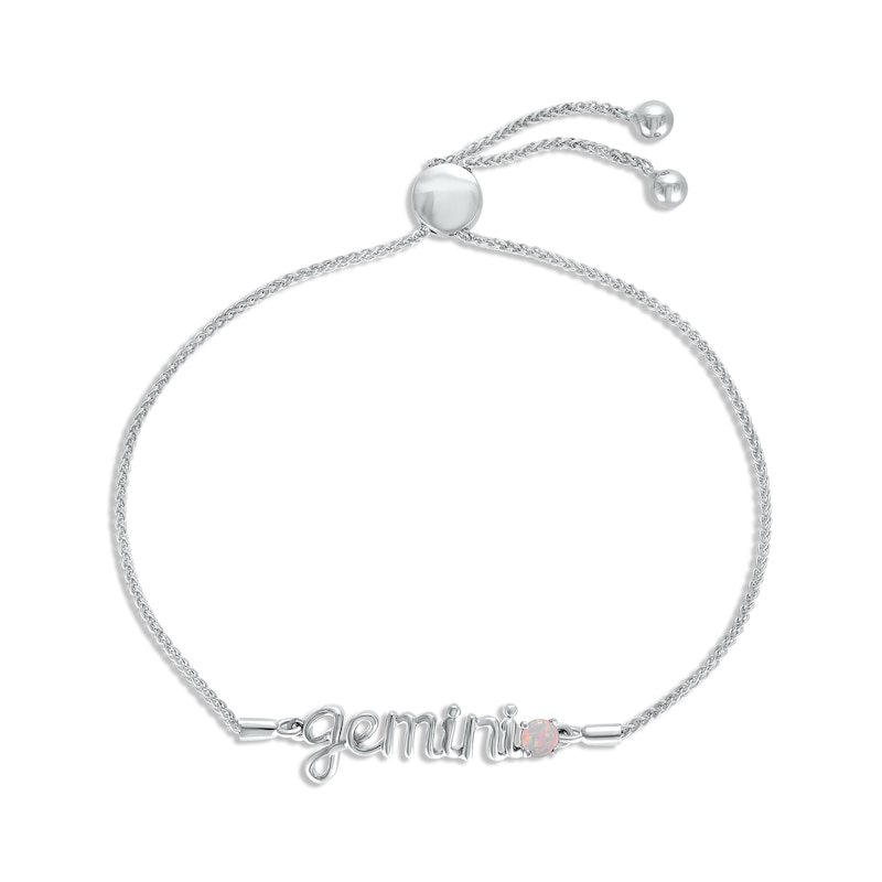 Main Image 1 of Lab-Created Opal Zodiac Gemini Bolo Bracelet Sterling Silver 9.5&quot;