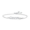 Thumbnail Image 1 of White Lab-Created Sapphire Zodiac Cancer Bolo Bracelet Sterling Silver 9.5&quot;