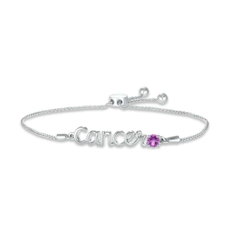 Main Image 1 of Amethyst Zodiac Cancer Bolo Bracelet Sterling Silver 9.5&quot;